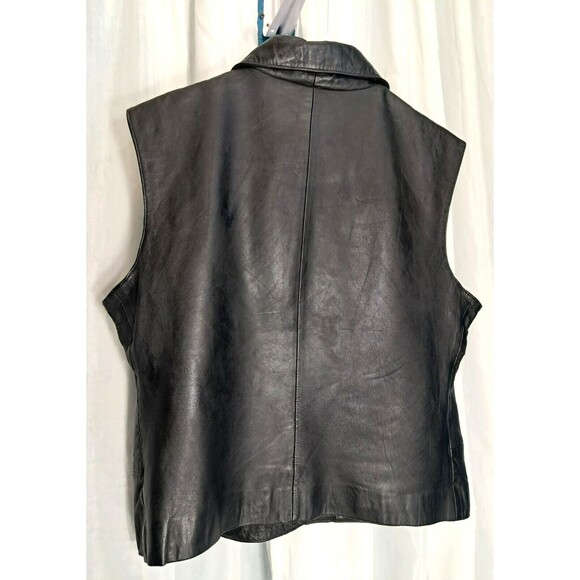 Studic205 by Harve Benard Black Leather Womens Collared Button Front Vest Size L - Picture 2 of 10
